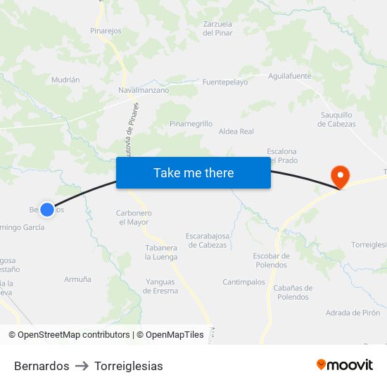 Bernardos to Torreiglesias map