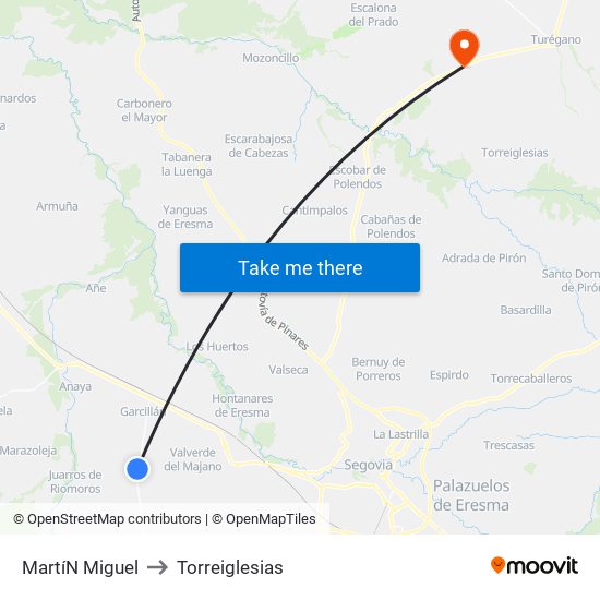 Martí­N Miguel to Torreiglesias map