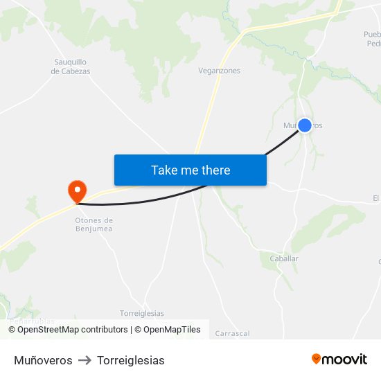 Muñoveros to Torreiglesias map