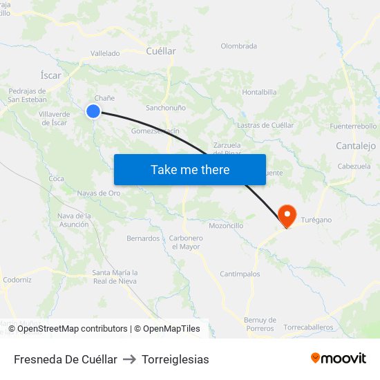 Fresneda De Cuéllar to Torreiglesias map