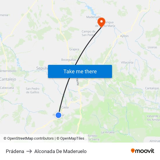 Prádena to Alconada De Maderuelo map