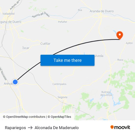 Rapariegos to Alconada De Maderuelo map