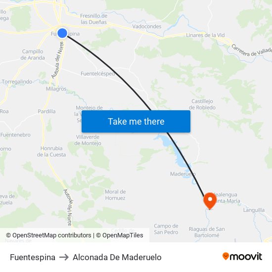 Fuentespina to Alconada De Maderuelo map