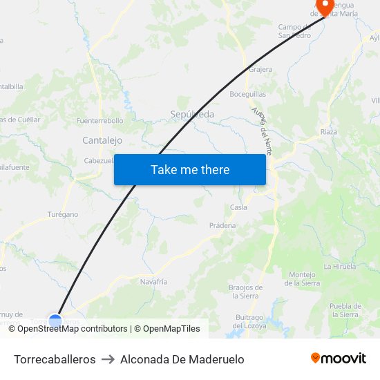 Torrecaballeros to Alconada De Maderuelo map