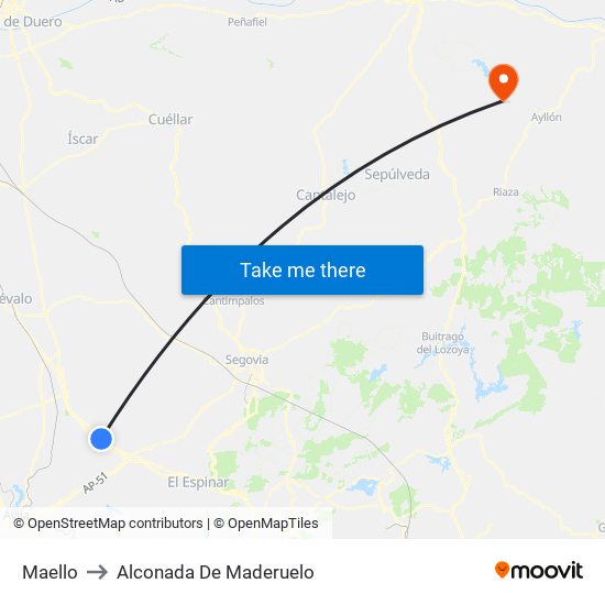 Maello to Alconada De Maderuelo map
