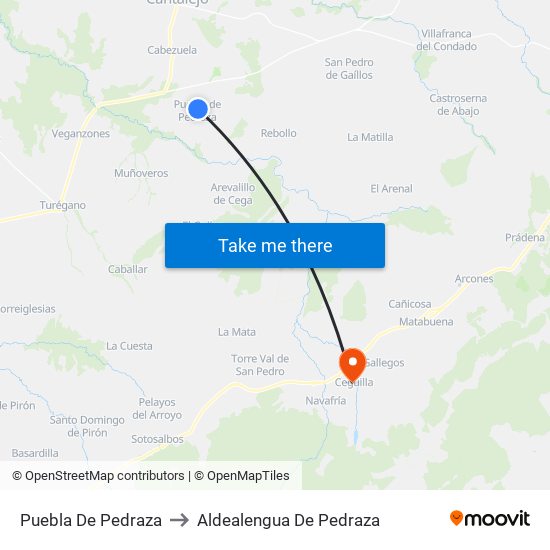 Puebla De Pedraza to Aldealengua De Pedraza map