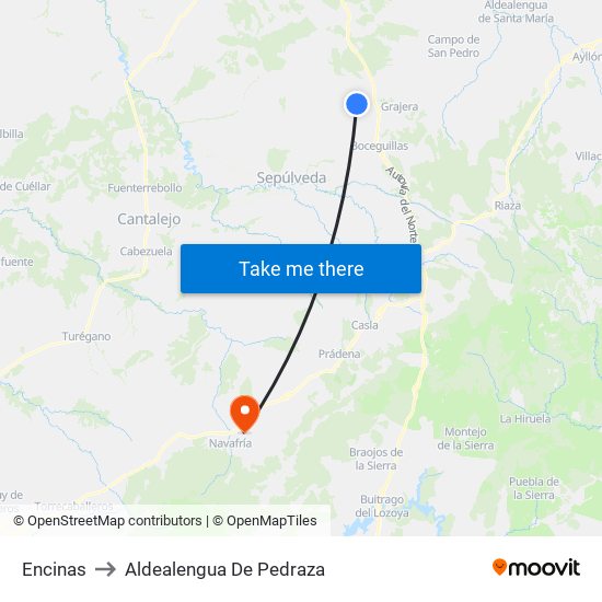Encinas to Aldealengua De Pedraza map