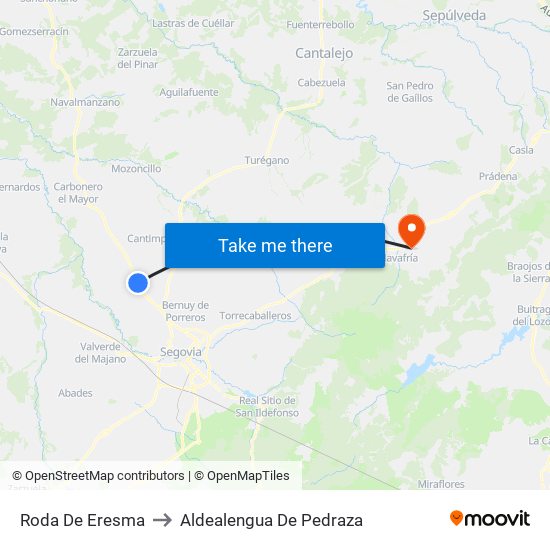 Roda De Eresma to Aldealengua De Pedraza map