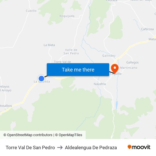 Torre Val De San Pedro to Aldealengua De Pedraza map