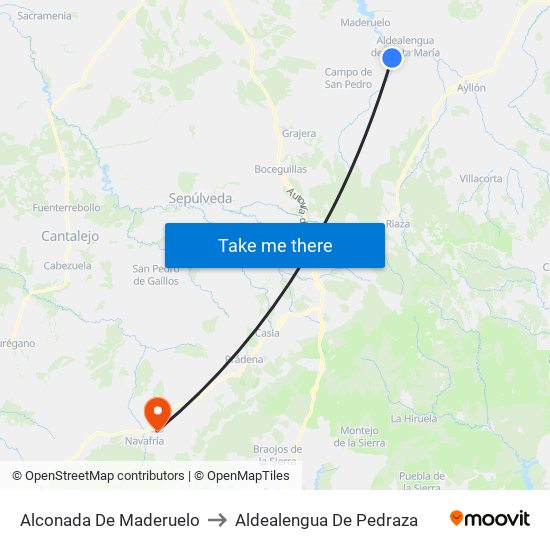 Alconada De Maderuelo to Aldealengua De Pedraza map