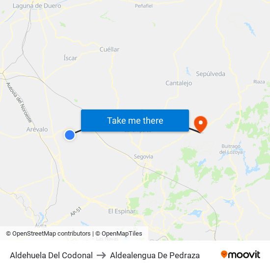 Aldehuela Del Codonal to Aldealengua De Pedraza map