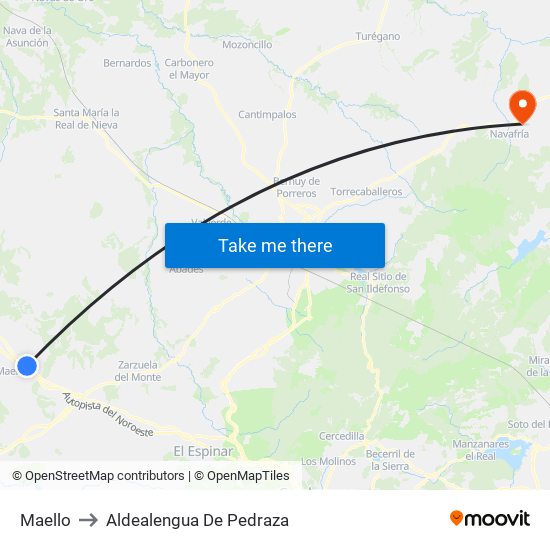 Maello to Aldealengua De Pedraza map