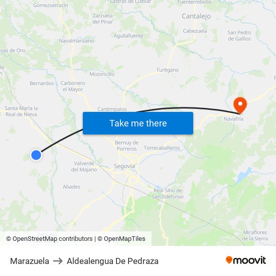 Marazuela to Aldealengua De Pedraza map