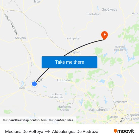 Mediana De Voltoya to Aldealengua De Pedraza map