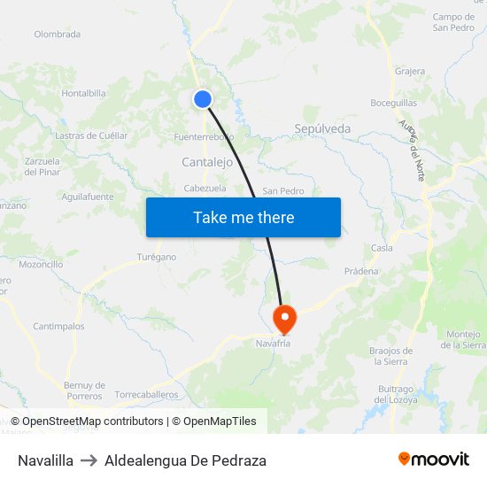 Navalilla to Aldealengua De Pedraza map