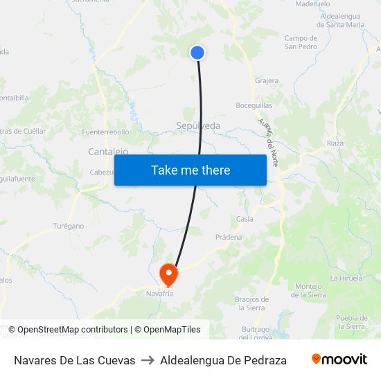 Navares De Las Cuevas to Aldealengua De Pedraza map