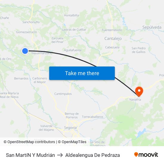 San Martí­N Y Mudrián to Aldealengua De Pedraza map