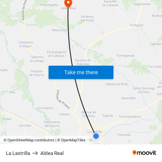 La Lastrilla to Aldea Real map