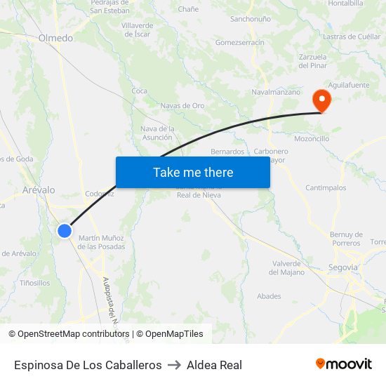 Espinosa De Los Caballeros to Aldea Real map