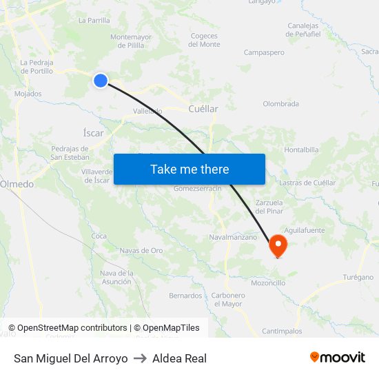 San Miguel Del Arroyo to Aldea Real map