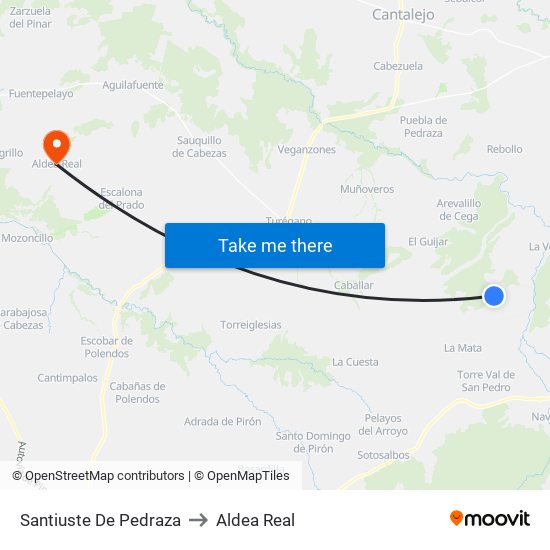 Santiuste De Pedraza to Aldea Real map