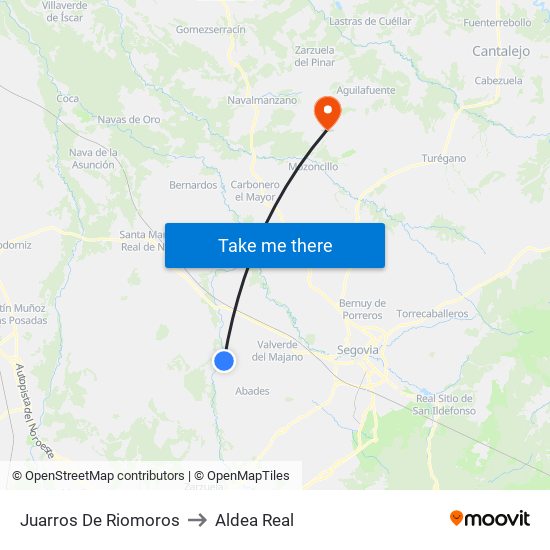 Juarros De Riomoros to Aldea Real map