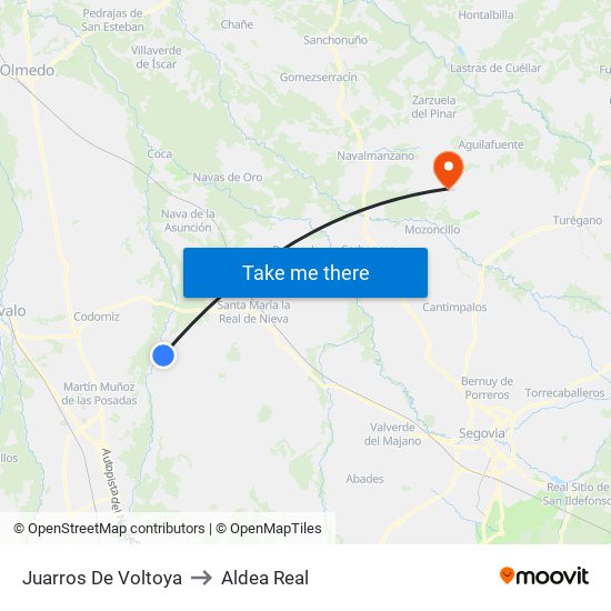 Juarros De Voltoya to Aldea Real map
