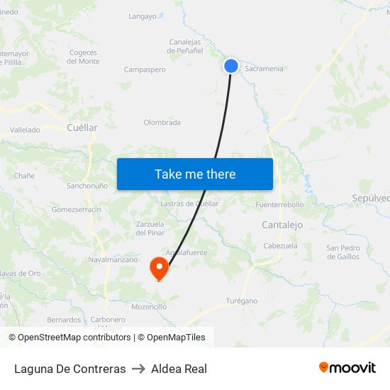 Laguna De Contreras to Aldea Real map