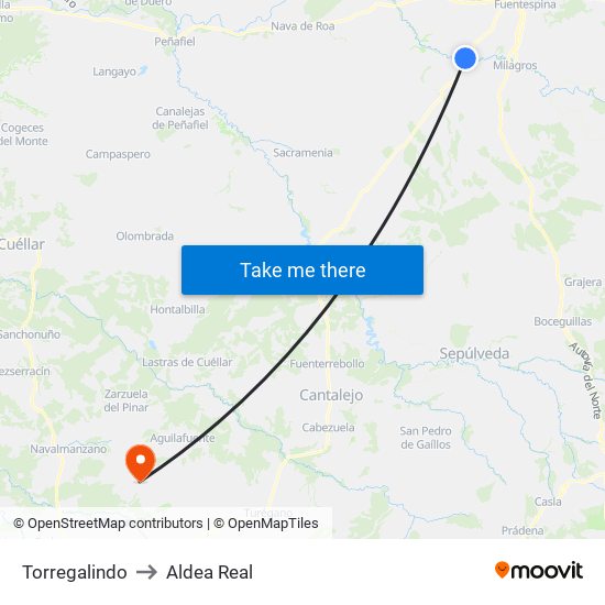 Torregalindo to Aldea Real map