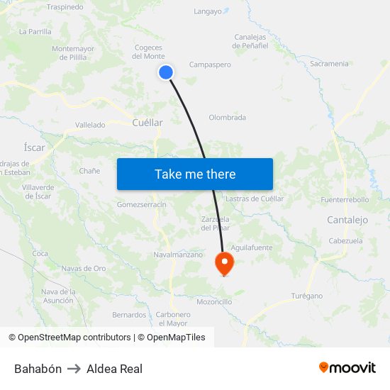 Bahabón to Aldea Real map