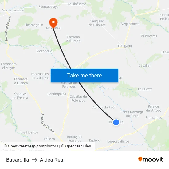 Basardilla to Aldea Real map