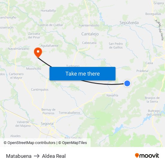 Matabuena to Aldea Real map