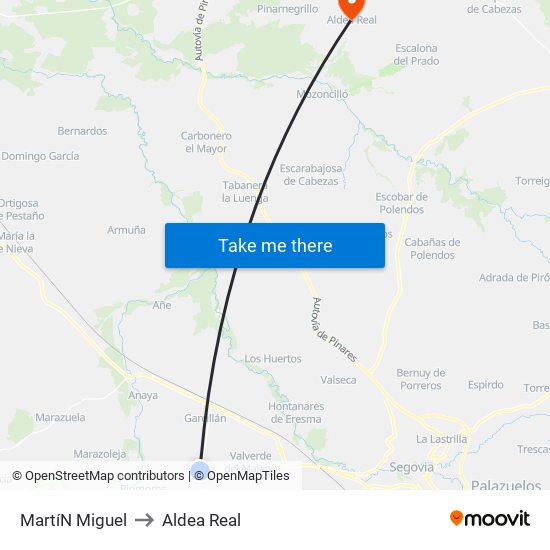 Martí­N Miguel to Aldea Real map