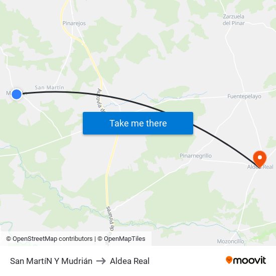 San Martí­N Y Mudrián to Aldea Real map