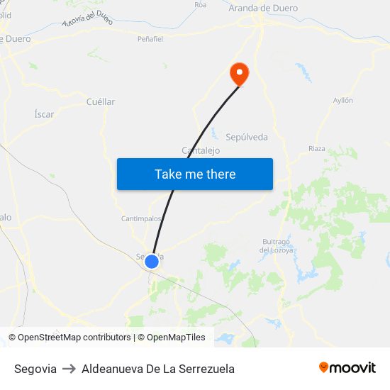 Segovia to Aldeanueva De La Serrezuela map