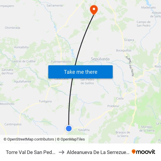 Torre Val De San Pedro to Aldeanueva De La Serrezuela map