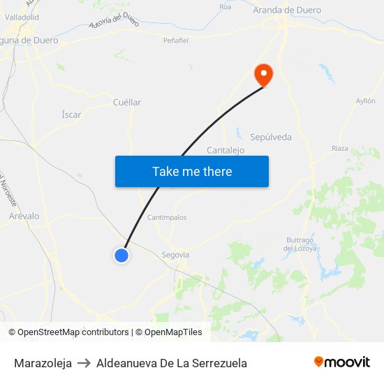 Marazoleja to Aldeanueva De La Serrezuela map