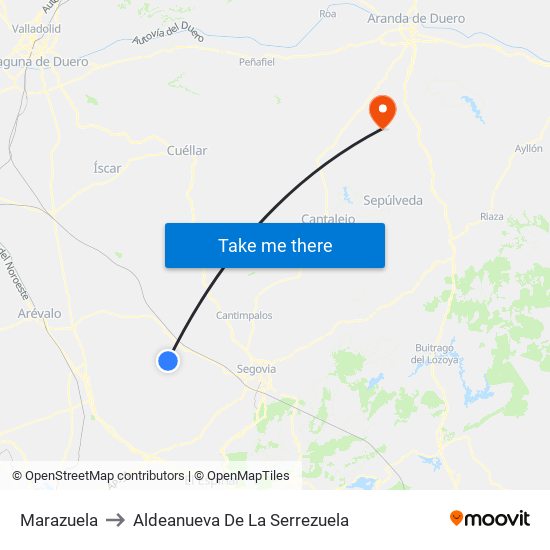Marazuela to Aldeanueva De La Serrezuela map