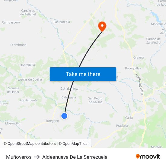 Muñoveros to Aldeanueva De La Serrezuela map