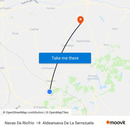 Navas De Riofrío to Aldeanueva De La Serrezuela map