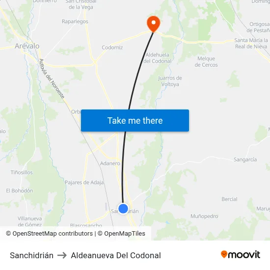 Sanchidrián to Aldeanueva Del Codonal map