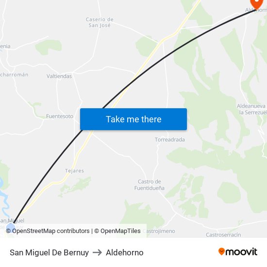 San Miguel De Bernuy to Aldehorno map