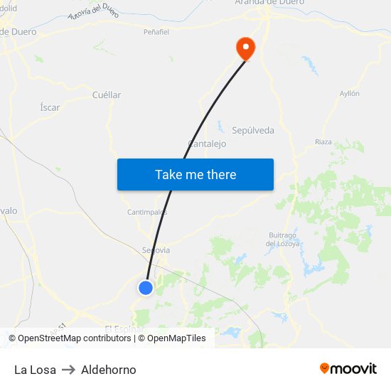 La Losa to Aldehorno map