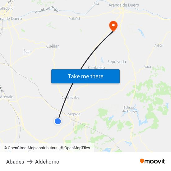 Abades to Aldehorno map