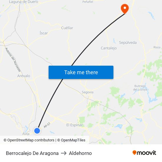 Berrocalejo De Aragona to Aldehorno map