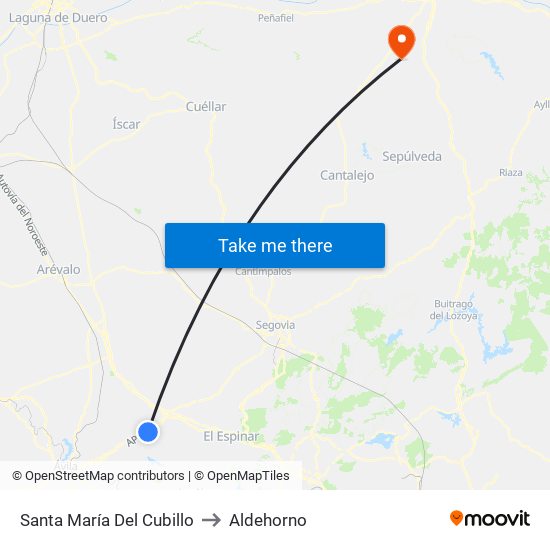 Santa María Del Cubillo to Aldehorno map