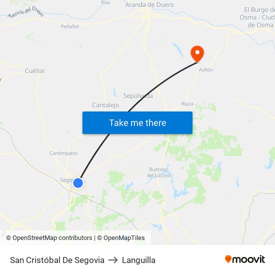 San Cristóbal De Segovia to Languilla map