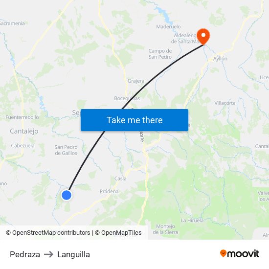 Pedraza to Languilla map