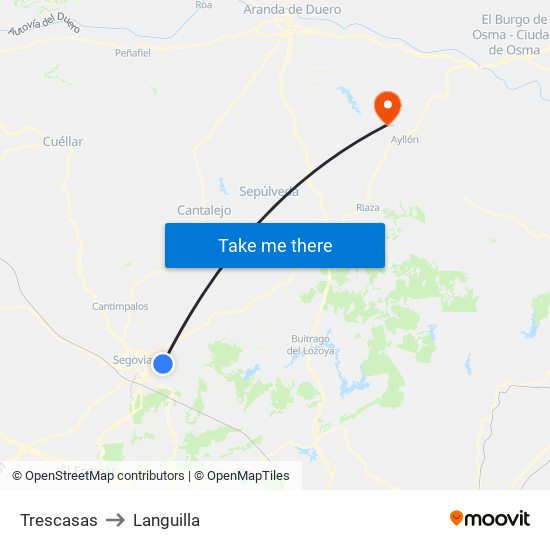 Trescasas to Languilla map