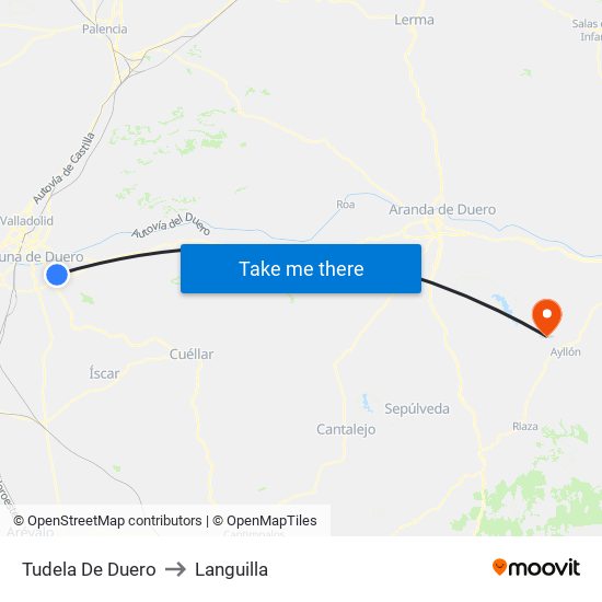 Tudela De Duero to Languilla map